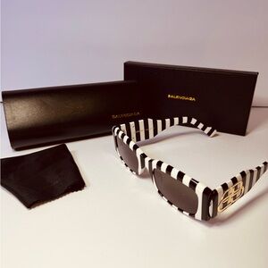 Rare BALENCIAGA black and white striped sunglasses